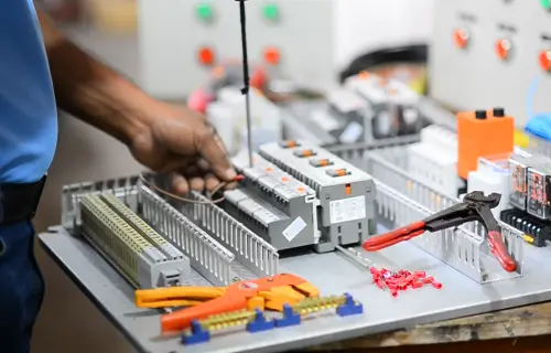 An image of a wiring electrical work being carried out at Prudence Engineering.